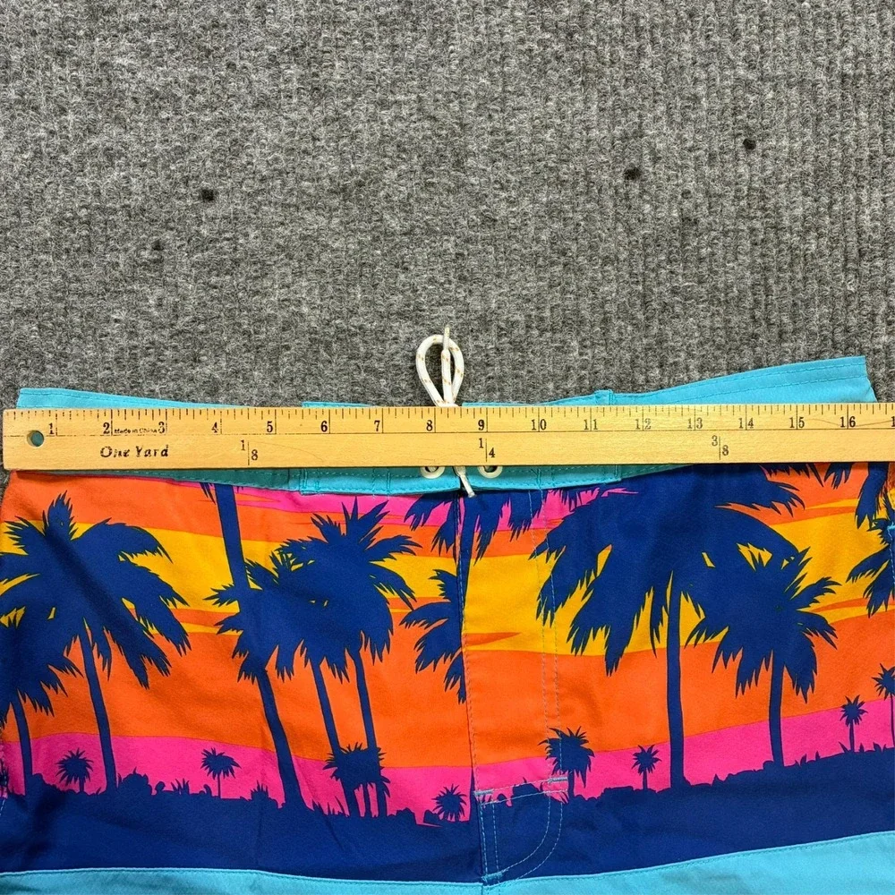 Airwalk Mens Board Shorts Size Medium Blue Tropical Panel Pull On Drawstring